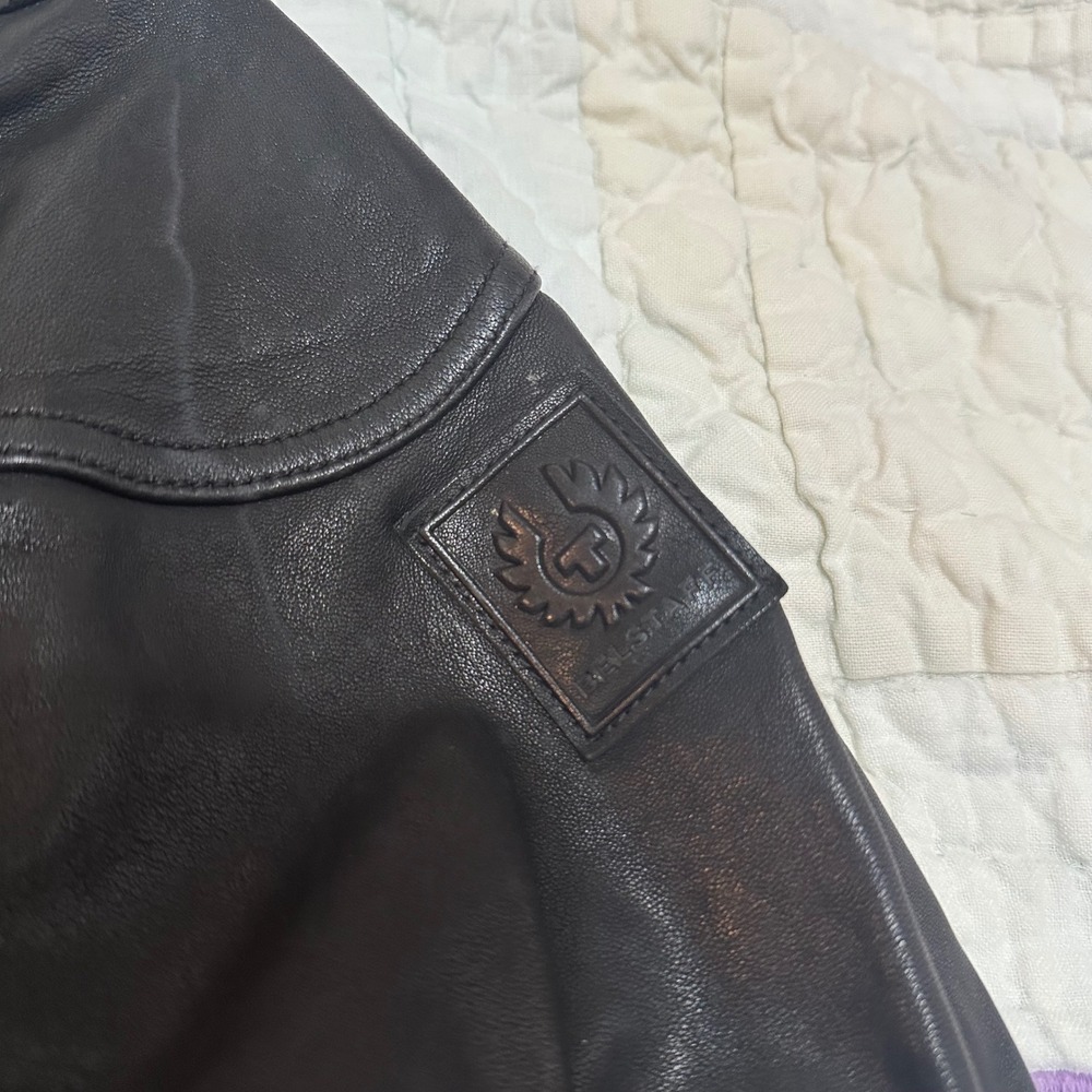 Belstaff Leather Jacket Black Cafe Racer Moto Size 50 - Picture 3 of 8